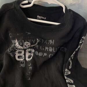 GAP Black Kids Thermal Long Sleeve Top with Silver Logo size 8